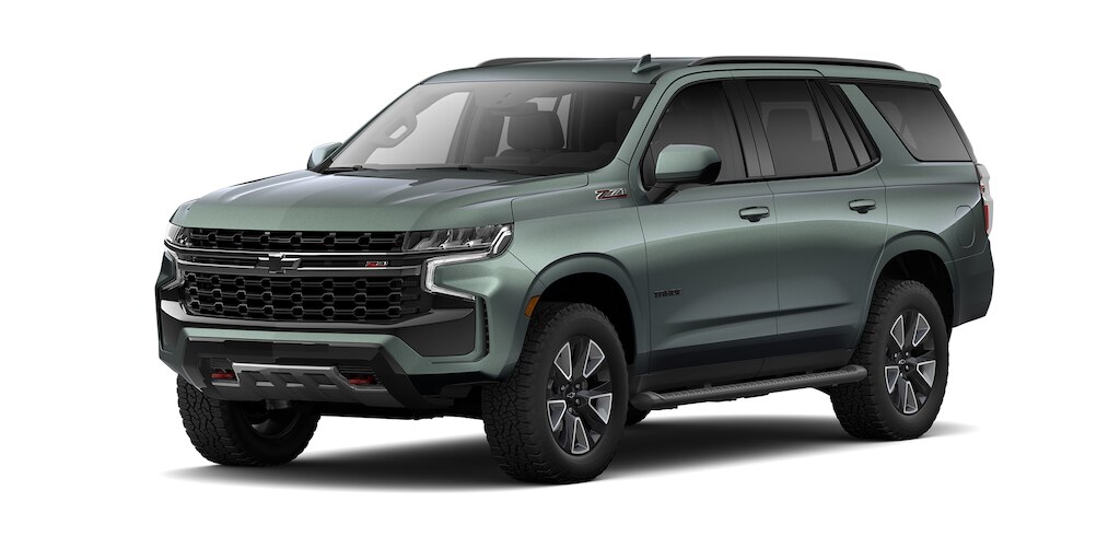 Chevrolet Tahoe 2023, SUV con 3 filas de asientos en color olivo metálico