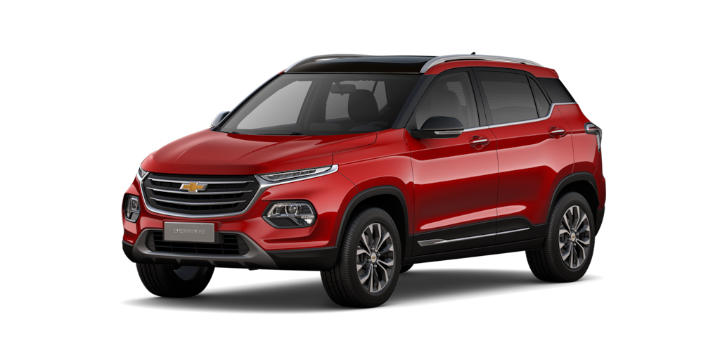Chevrolet Groove 2025, camioneta pequeña, en color rojo metálico
