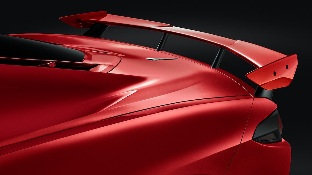 Spoiler torch red para Chevrolet Corvette 2024, carro deportivo de lujo
